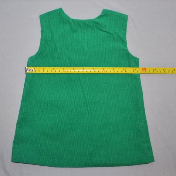Vintage Corduroy Jumper Dress Size 2T Green w/ Teddy Bear & Toy Horse - Picture 8 of 9
